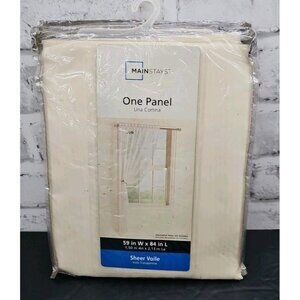 Mainstays Sheer Voile One Curtain Panel White 59x84" Fresh Ivory New In Pack